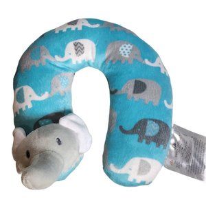 Petite L'amour for Baby Elephant Plush Neck Pillow Infant Teal Grey White Regent